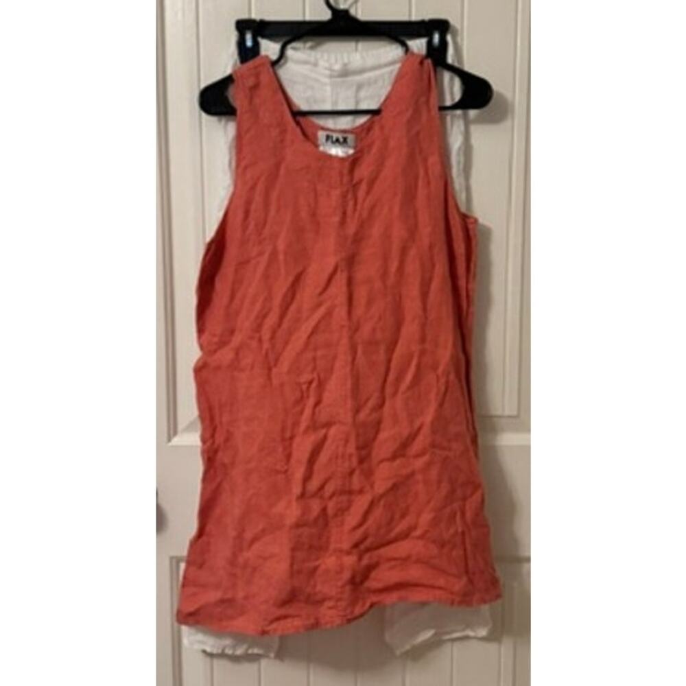 FLAX 2 Piece Linen V Neck Sleeveless Tunic Pant Set Petite Small